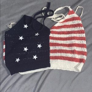 American flag halter top crop top